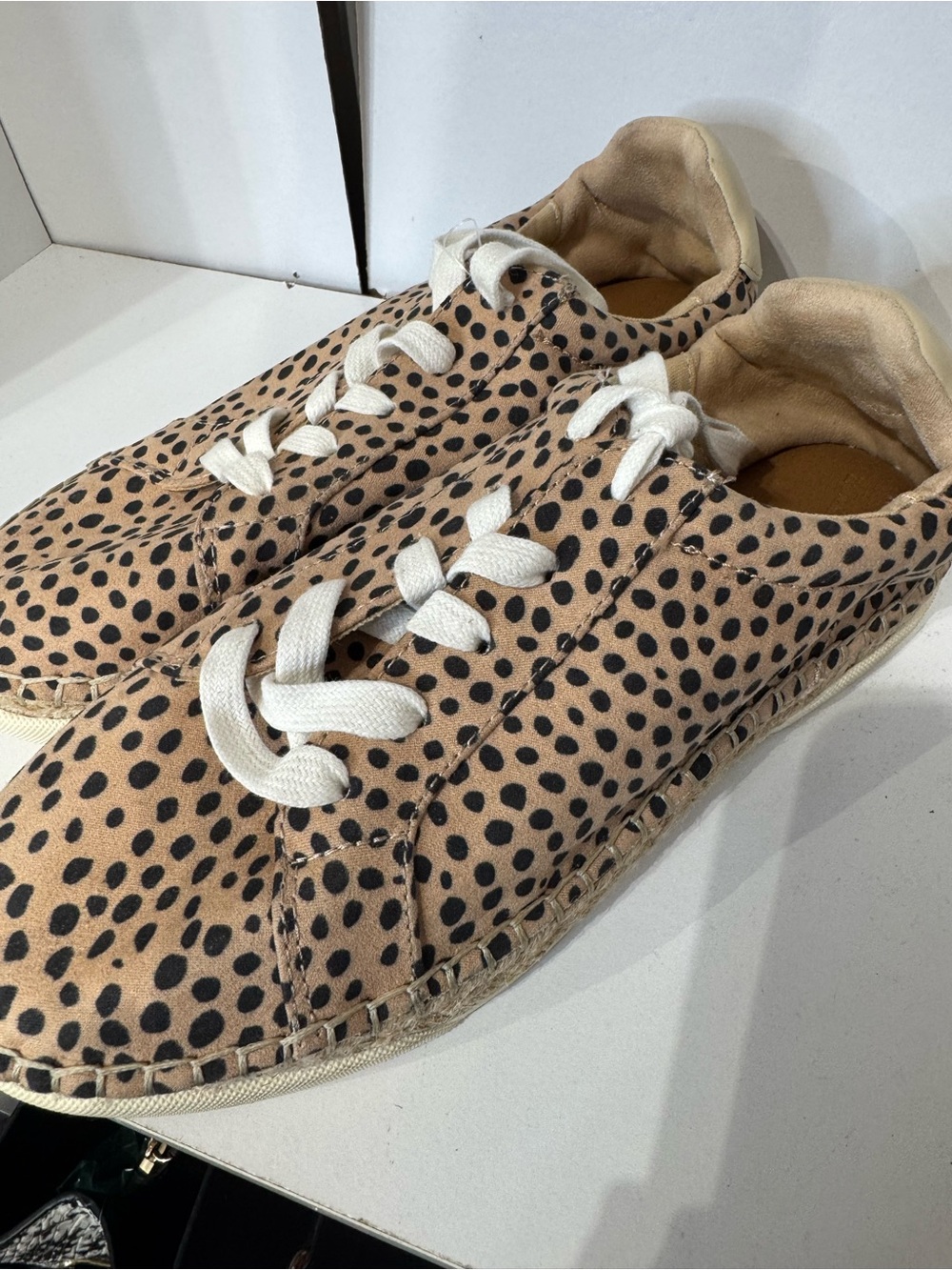 Leopard Print Espadrille Platform Sneaker - Tan & Black